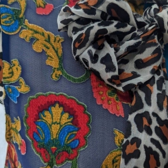 Alice + Olivia Eriko Patchwork Flounce-Hem Skirt & Jeannie Tie Neck Blouse Set - Picture 9 of 16